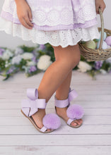 Load image into Gallery viewer, Natalie Bow Sandal Lavender pom pom