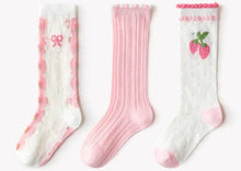 Load image into Gallery viewer, Spring strawberry - tulips - bows mesh socks - Three By The Sea Clothing