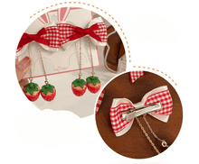 Load image into Gallery viewer, Strawberry Dangle Bow Piggy Set - Three By The Sea Clothing