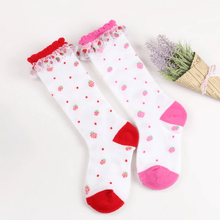 Load image into Gallery viewer, Strawberry Lace Tall Socks - Three By The Sea Clothing