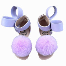 Load image into Gallery viewer, Natalie Bow Sandal Lavender pom pom
