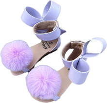 Load image into Gallery viewer, Natalie Bow Sandal Lavender pom pom
