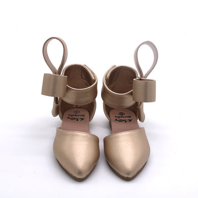 Aubrey bow shoes - champagne gold - Three By The Sea Clothing