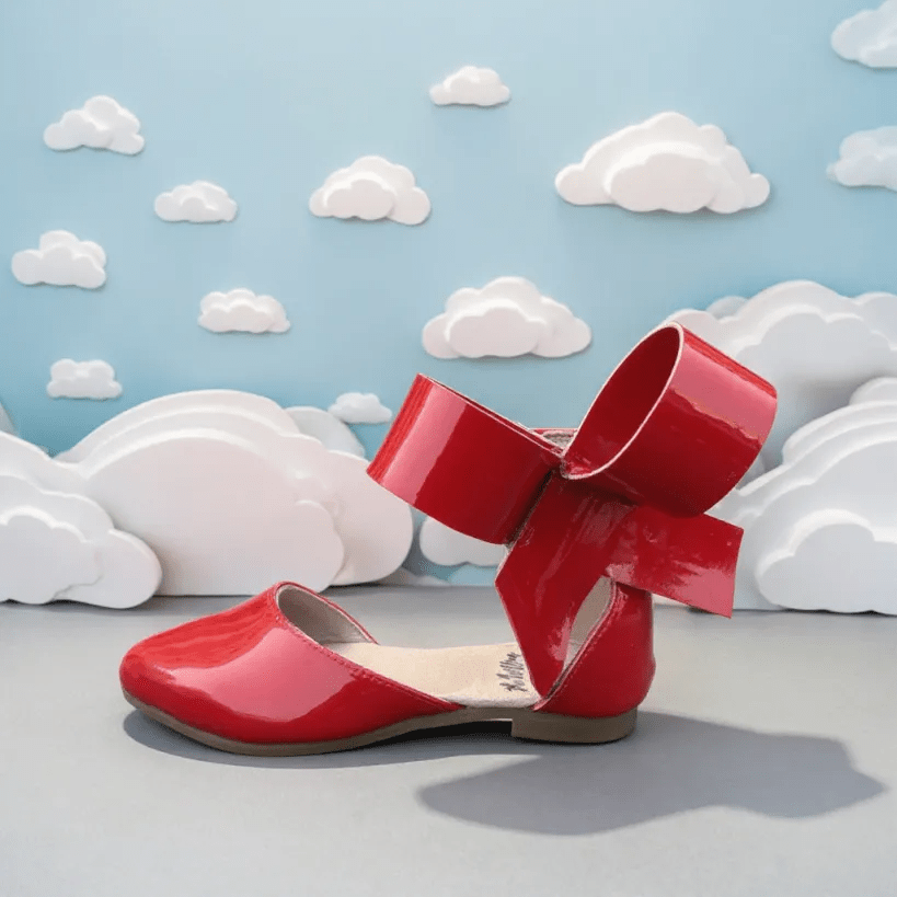 Aubrey Bow Shoes Patent red and black - Three By The Sea Clothing