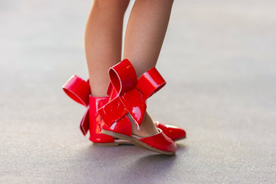 Aubrey Bow Shoes Patent red and black - Three By The Sea Clothing