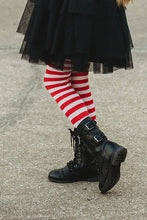 Load image into Gallery viewer, Cats, Hats &amp; Chaos - Red Stripe Tights - Three By The Sea Clothing

