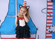 Load image into Gallery viewer, Clever Cat Romper (Cats, Hats &amp; Chaos) - Three By The Sea Clothing
