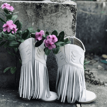 Load image into Gallery viewer, Jolene Fringe Leather Cowgirl Boots - runs narrow, size up! - Three By The Sea Clothing
