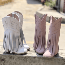 Load image into Gallery viewer, Jolene Fringe Leather Cowgirl Boots - runs narrow, size up! - Three By The Sea Clothing
