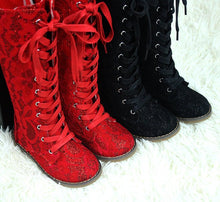 Load image into Gallery viewer, Luxe Lace Tall Boots pre - order - Three By The Sea Clothing
