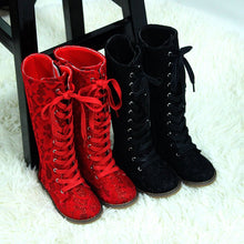 Load image into Gallery viewer, Luxe Lace Tall Boots pre - order - Three By The Sea Clothing
