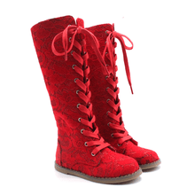 Load image into Gallery viewer, Luxe Lace Tall Boots pre - order - Three By The Sea Clothing
