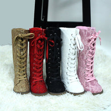 Load image into Gallery viewer, Luxe Lace Tall Boots pre - order - Three By The Sea Clothing
