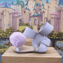 Load image into Gallery viewer, Natalie Bow Sandal Lavender pom pom - Three By The Sea Clothing
