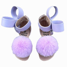 Load image into Gallery viewer, Natalie Bow Sandal Lavender pom pom - Three By The Sea Clothing
