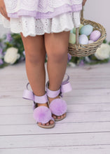 Load image into Gallery viewer, Natalie Bow Sandal Lavender pom pom
