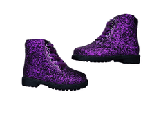 Load image into Gallery viewer, Sparkle squad glitter combat boots - Three By The Sea Clothing
