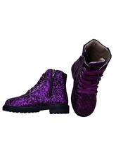 Load image into Gallery viewer, Sparkle squad glitter combat boots - Three By The Sea Clothing
