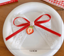 Load image into Gallery viewer, Strawberry Lace Bow Piggy Set - Three By The Sea Clothing
