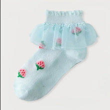 Load image into Gallery viewer, Strawberry Ruffle ankle sock - Three By The Sea Clothing

