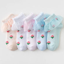 Load image into Gallery viewer, Strawberry Ruffle ankle sock - Three By The Sea Clothing
