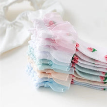 Load image into Gallery viewer, Strawberry Ruffle ankle sock - Three By The Sea Clothing
