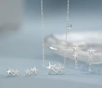 Twin Stars Fine Silver Jewelry Set (Style 2) - Three By The Sea Clothing